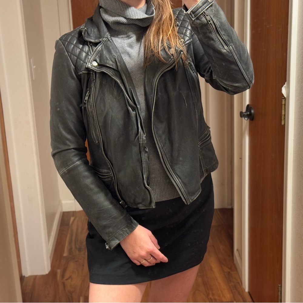 All Saints Cargo Leather Biker Jacket